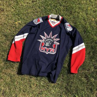 Vintage Koho York Rangers Lady Liberty Hockey Knit Jersey Adult Xl Vtg Nhl