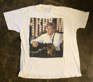 Barry Manilow Vtg 1991 Showstoppers Tour White Short Sleeve T Shirt Screen Stars