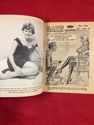 Vtg Oct 1956 Gaze Humorama Mag Bettie Page Diane Webber Bill Ward Girlie Pinups 2