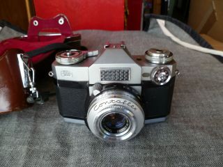 Zeiss Ikon Contaflex 35mm W/zeiss Tessar 50mm 1:2.  8 Lens,  Case For Parts/repair