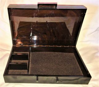 Vintage Faux Tortoise Shell Lucite Large Trinket Jewelry Box