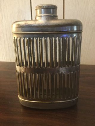 Vintage Drinking Flask Glass And Metal