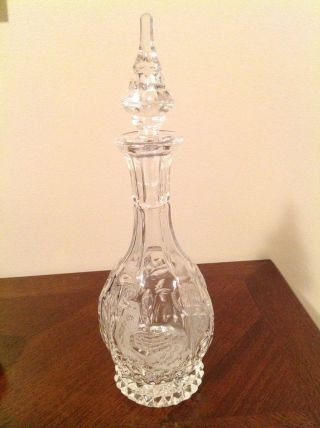 Vintage Cut Crystal Decanter With Etched Byrdes 12 3/4 " Tall 706