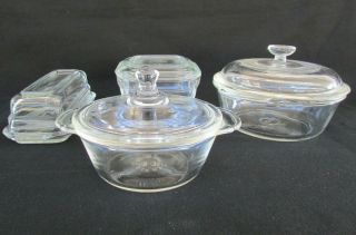 Vintage 1950 Fire - King Anchor Hocking Casseroles Butter Dish Kitchen Oven Glass