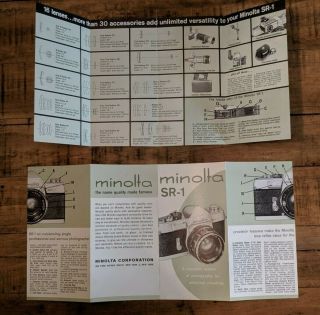 Vintage Minolta SR - 1 Camera Foldout Company Sales Brochure (2 qty) Japan 2
