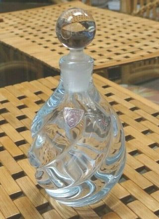 Vintage Orrefors Signed Clear Swedish Crystal 5 1/4 " Perfume Bottle Swirl W/st.