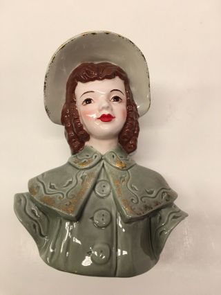 Vintage Lady Head Vase Masterfully Painted Details On Face And Clothes.