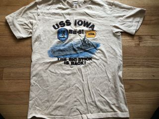 Vintage 1984 Northstar Uss Iowa Bb - 61 “the Big Stick Is Back ” T Shirt Size M