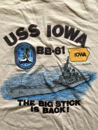 Vintage 1984 Northstar Uss Iowa BB - 61 “The Big Stick Is Back ” T Shirt Size M 3