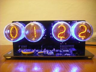 In - 4 Nixie Tubes Clock With Blue Backlight