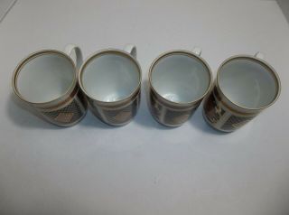 Vintage Fitz & Floyd NEIMAN MARCUS Imari COFFEE CUPS Set Of 4 GOLD Gilt 3