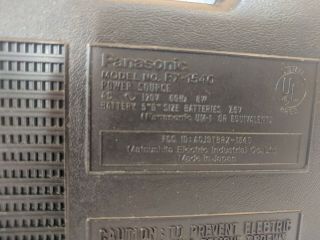 Vintage Panasonic RX - 1540 Portable AM/FM/Cassette Recorder Player Boombox 3