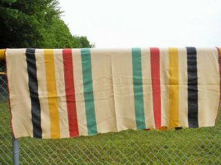 Vintage 85 " X 70 " Wool Blanket Hudson Bay Style Nr
