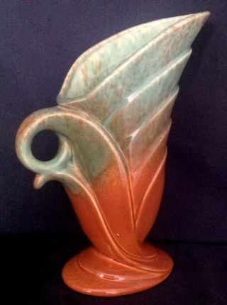 Australian Vintage Pottery Diana Cornucopia Jug Vase Glazed.  25cms High