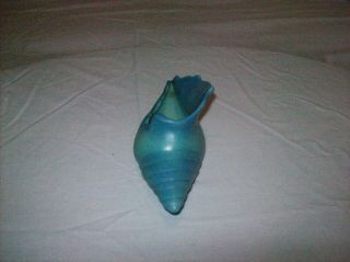 Vtg.  ' 40 - 60 ' s Art Nouveau Van Briggle Art Pottery Conch Shell Vase/Planter Blue 2