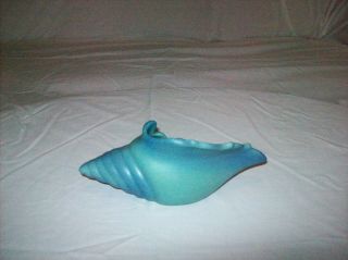 Vtg.  ' 40 - 60 ' s Art Nouveau Van Briggle Art Pottery Conch Shell Vase/Planter Blue 3