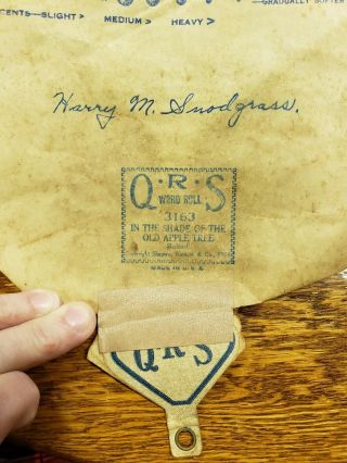 Vintage QRS Player Piano roll,  signed by Harry Snodgrass,  IN SHADE OF APPLE TREE 2