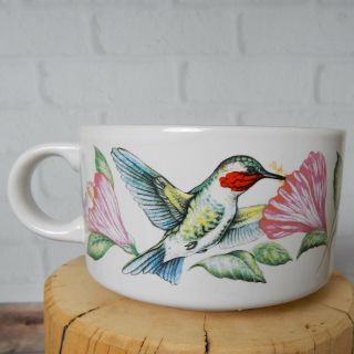 Vintage Hummingbird Soup Chili Mug Cups Set of 3 Potpourri Designs 4.  25 