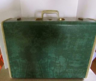 Vintage Samsonite Suitcase.  Turquoise / Green Marble.  Has Key