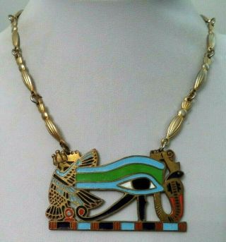 Stunning Vintage Estate High End Egyptian Eye Of Ra 27.  5 " Necklace G719m