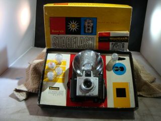 Vintage Kodak Brownie Starflash Outfit Camera W/ Instructions,  Box & Flash Bulbs