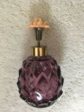 Vintage Iw Rice Vintage Purple Glass Perfume Bottle Pump Spray Pineapple Design
