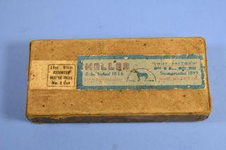 Vintage Heller Bros 5 - 1/2 " Round Handle Metal Needle Files No.  2 Cut Set 11 Usa