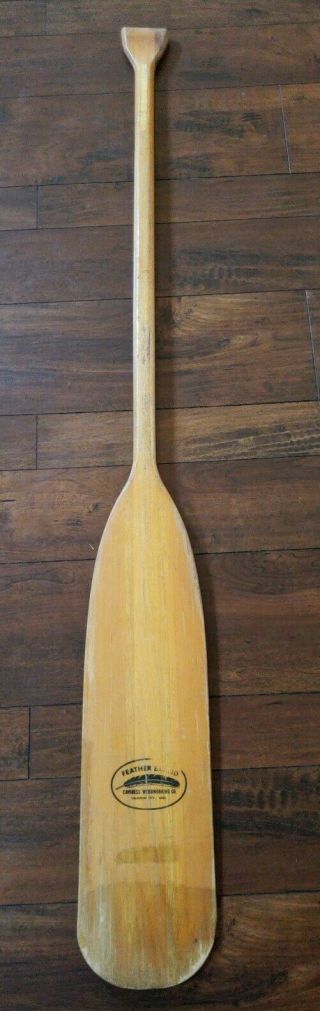 Vintage Feather Brand Caviness Woodworking Canoe Paddle Oar Decorator Piece 59 "