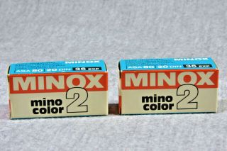 Minox Minocolor 2 Film,  2 - 36 Exposure Rolls,  Expired December 1976