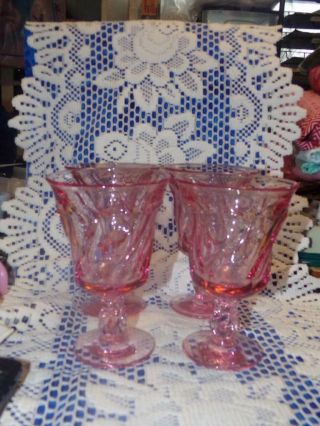Vintage Fostoria Glass Jamestown Pink Water /goblet 6” - Set Of 4