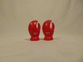 Vintage Lobster Claws Salt And Pepper Shakers.  Gloucester Mass Dark Red 4 " High