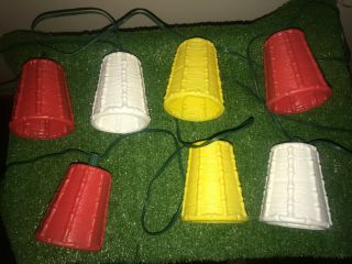 Vintage Set Of 7 Blow Mold Bamboo Shade Party/rv/patio Lights 2