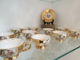 Bareuther Bavaria Germany Vintage Gold Tea Cup & Saucer X 10.