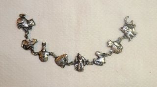 Vintage 1920 ' s Child ' s Sterling Silver Bracelet W/Story Book Characters 3