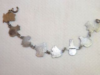 Vintage 1920 ' s Child ' s Sterling Silver Bracelet W/Story Book Characters 5