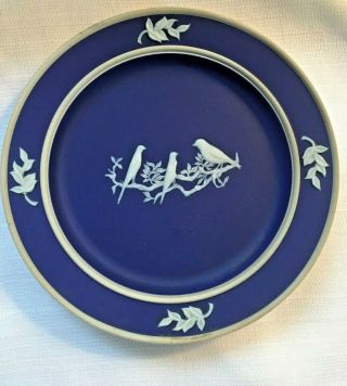 Wedgewood Blue Jasper Dip Bird Plate,  Caperns Bristol,  Vintage