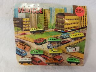 Vintage Charms Vending Machine Display Toy Vehicle Cars Trucks 25 Cent Card