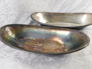 Vtg 2 Wwii Us Navy Usn Reed & Barton Bread Bowl Basket Silverplate Serving Tray