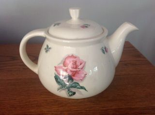 Vintage Homer Laughlin Rhythm Rose Teapot With Lid