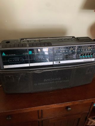 Vintage Magnavox D8300 Am/fm Radio Dual Deck Cassette Ghetto Blaster Boombox