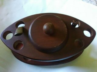 vintage Wood 6 Tobacco Pipe holder with glass tobacco humidor 2 tobacco pipes 4