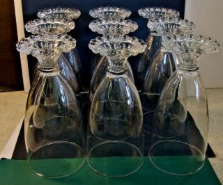 Vintage Anchor Hocking Boopie Glass Clear Footed Iced Tea Goblets - Set Of 9