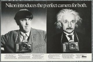 1988 Nikon N4004 Camera 2 - Page Advertisement,  With Moe Howard & Albert Einstein