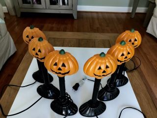 Vintage Halloween Jol Pumpkin Blow Mold Electric Candle Qty 6 All Light Up.