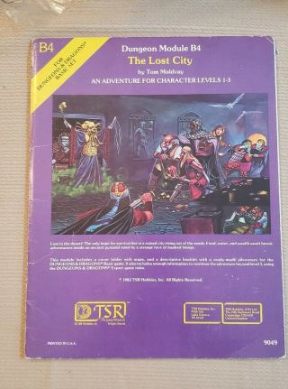 Vintage B4 Lost City Module D&d Dungeons Dragons Tsr Basic Levels 1 - 3