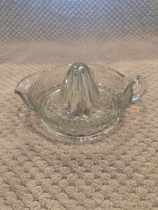 Vintage Large Hand Clear Glass Citrus Reamer Juicer,  With Handle,