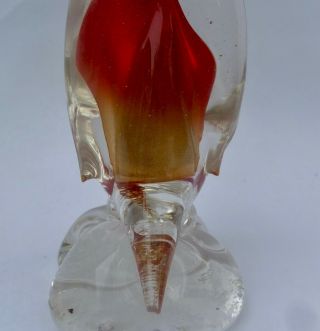 Vintage Sommerso Murano Crystal Glass Figurine Ruby & Gold Duck 3