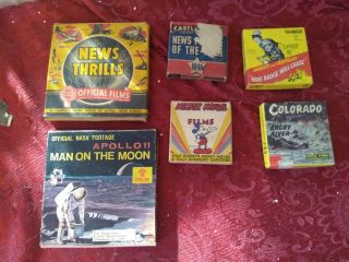 6 Assorted 8 And 8mm Films 1940 Lightning War,  Apollo 11,  Mickey Mouse
