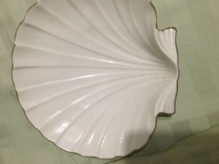 Vintage Lenox China Ivory Shell Shaped Dish With Gold Trim