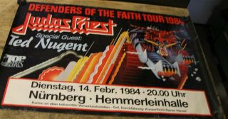 Judas Priest Ted Nugent 1984 Vintage Concert Poster 23 1/4 " T X 33 " W